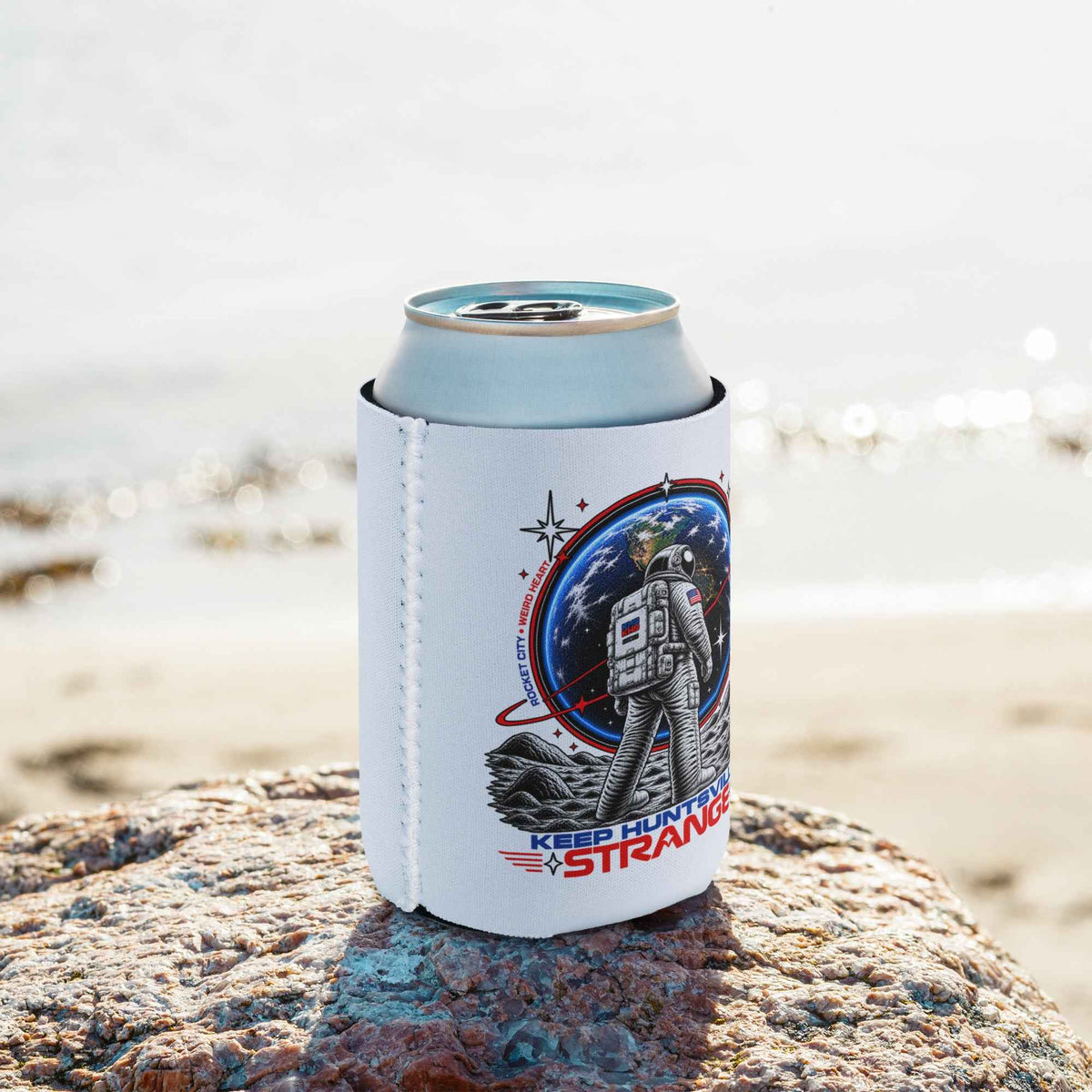 White Keep Huntsville Strange can cooler