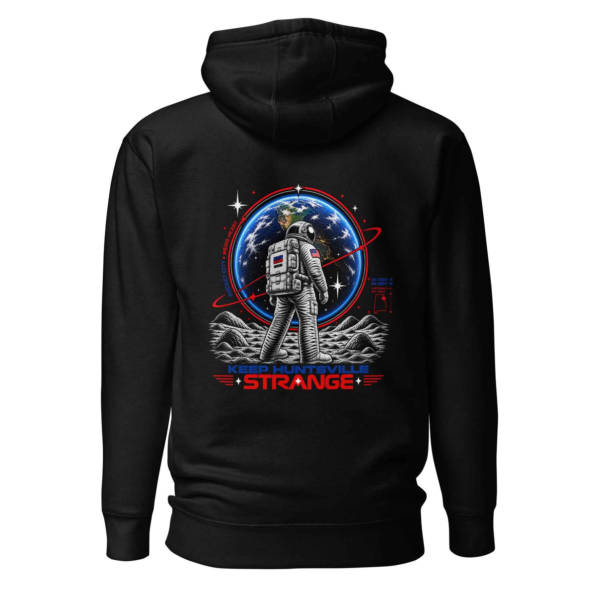Black Rocket City Astronaut Hoodie, back view