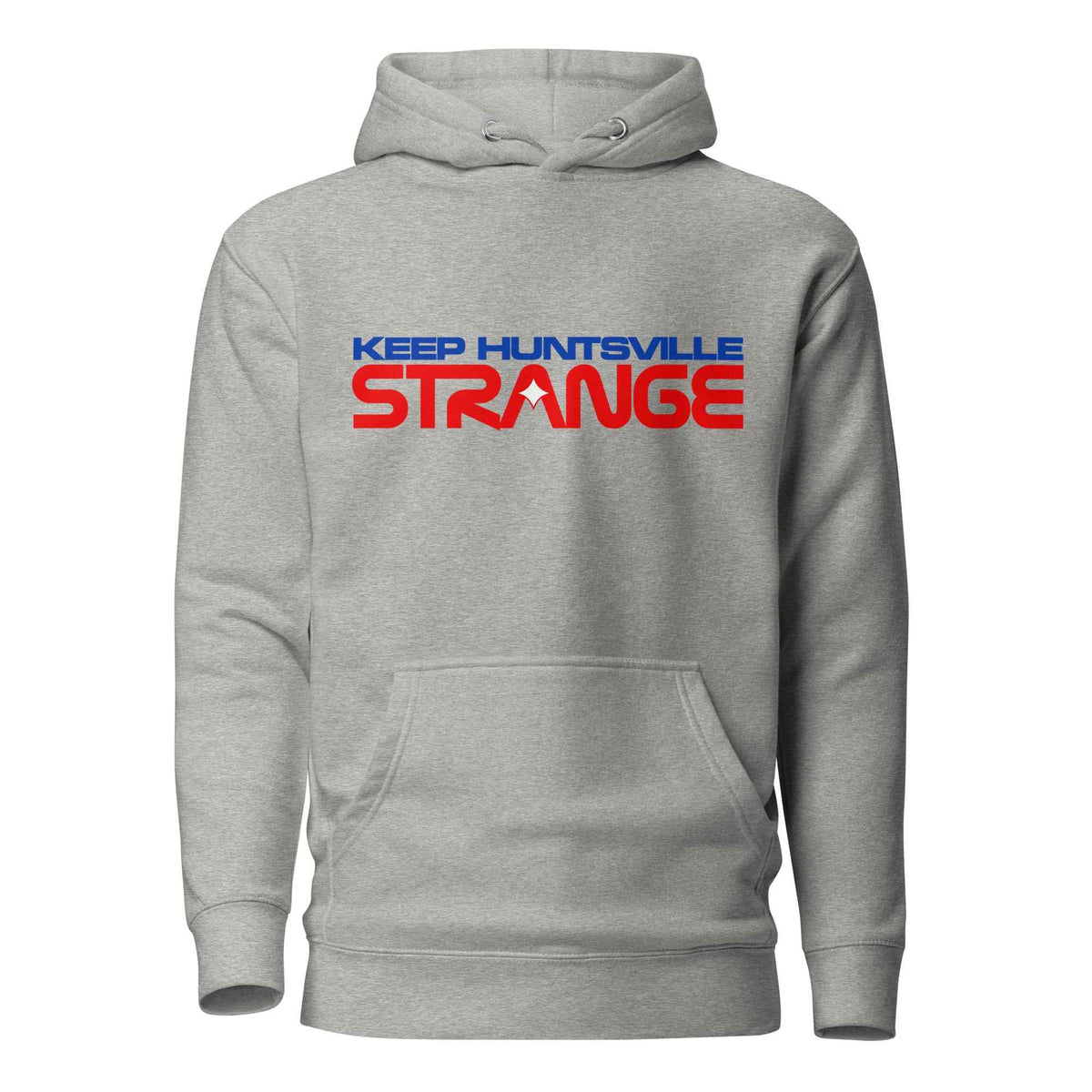 Carbon gray Rocket City Astronaut Hoodie, front view