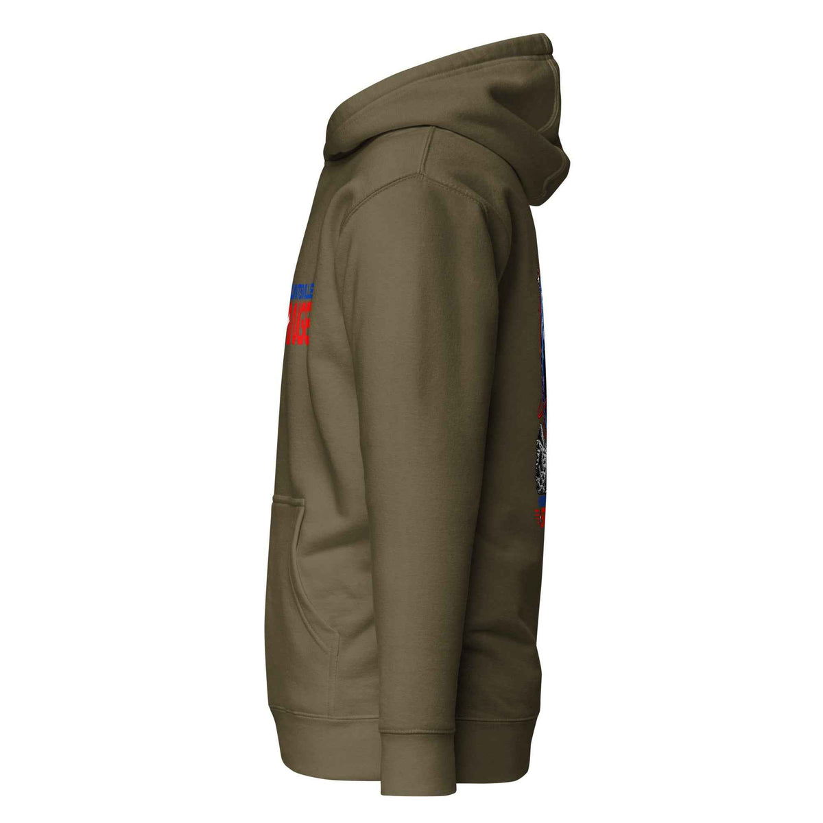 Military green Rocket City Astronaut Hoodie, left view