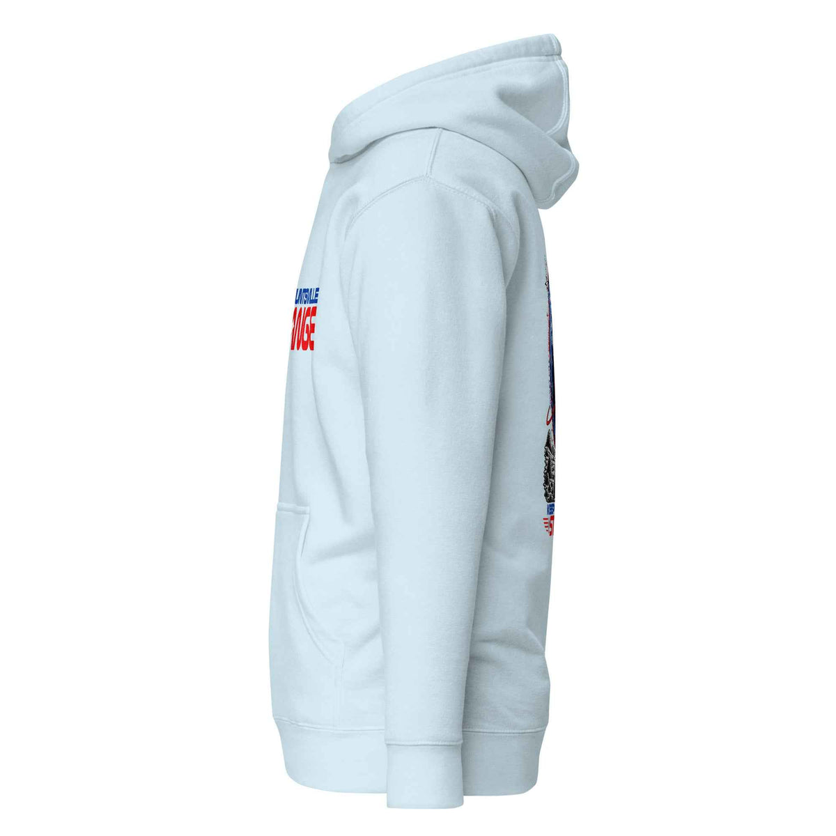 Sky blue Rocket City Astronaut Hoodie, left view