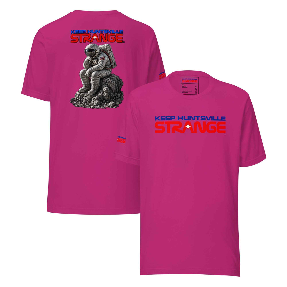 Berry The Thinker Tee, front and back views