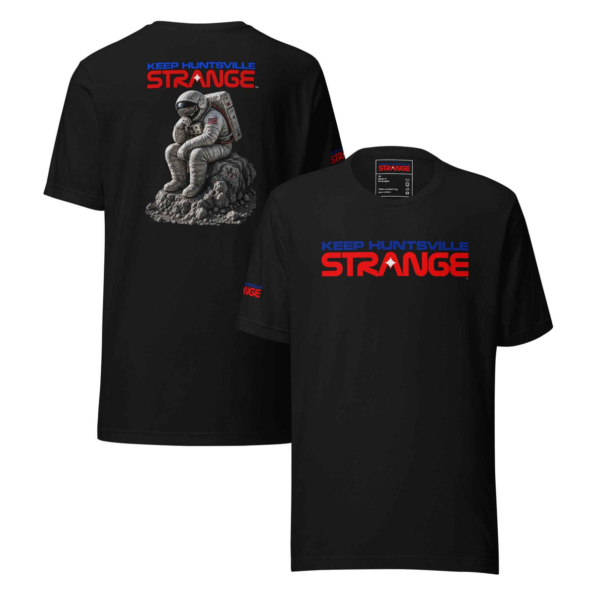 Black The Thinker Tee, front and back views