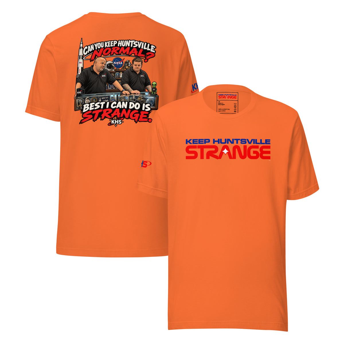 Orange Normal Is Overrated T-shirt, front and back views