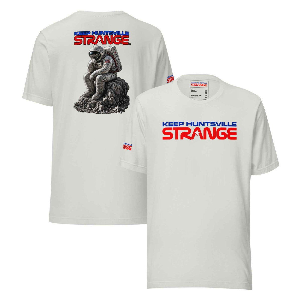 Silver The Thinker Tee, front and back views