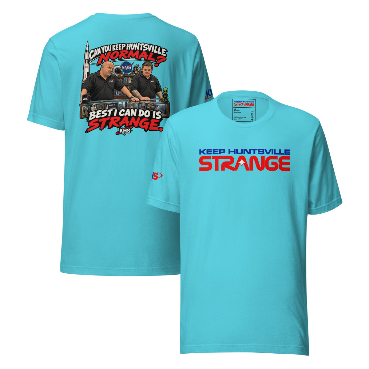 Turquoise Normal Is Overrated T-shirt, front and back views