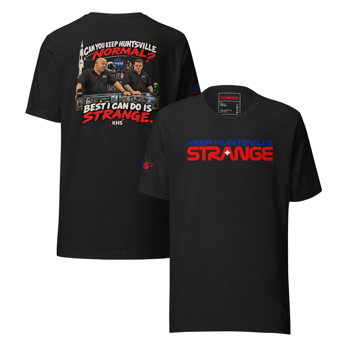 Vintage Black Normal Is Overrated T-shirt, front and back views
