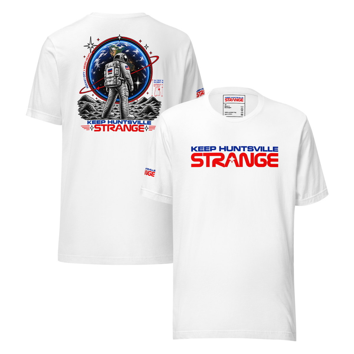 White Rocket City Astronaut Tee, front and back views
