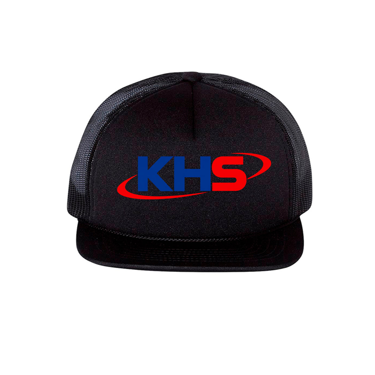 White, navy and red KHS Richardson trucker hat, front view