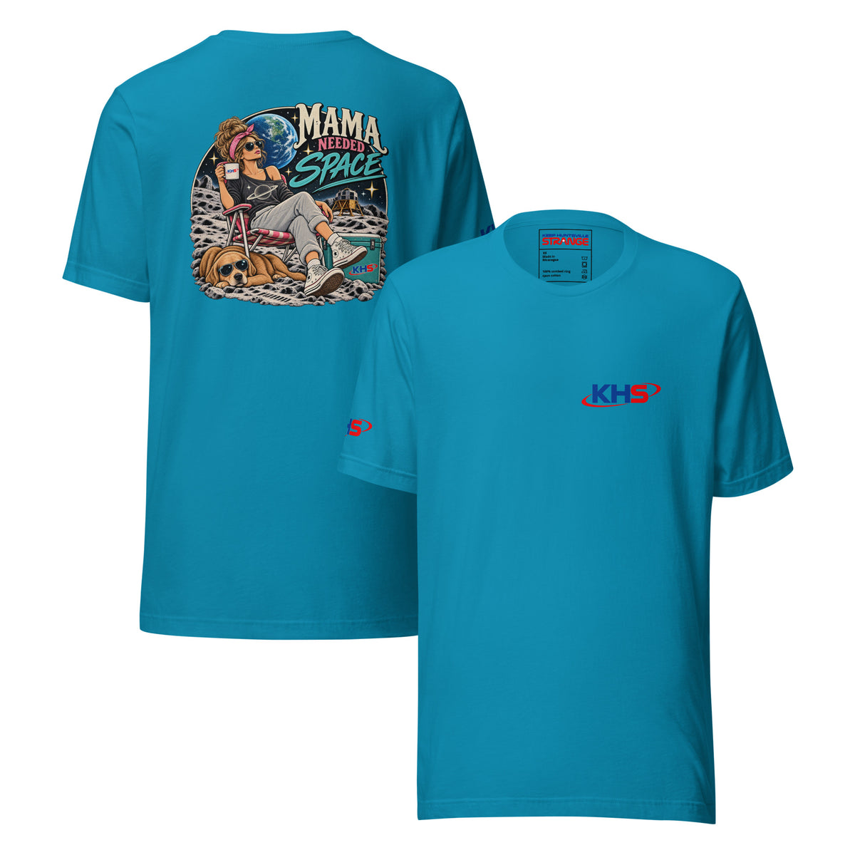 Aqua Mama Needed Space Tee, front and back