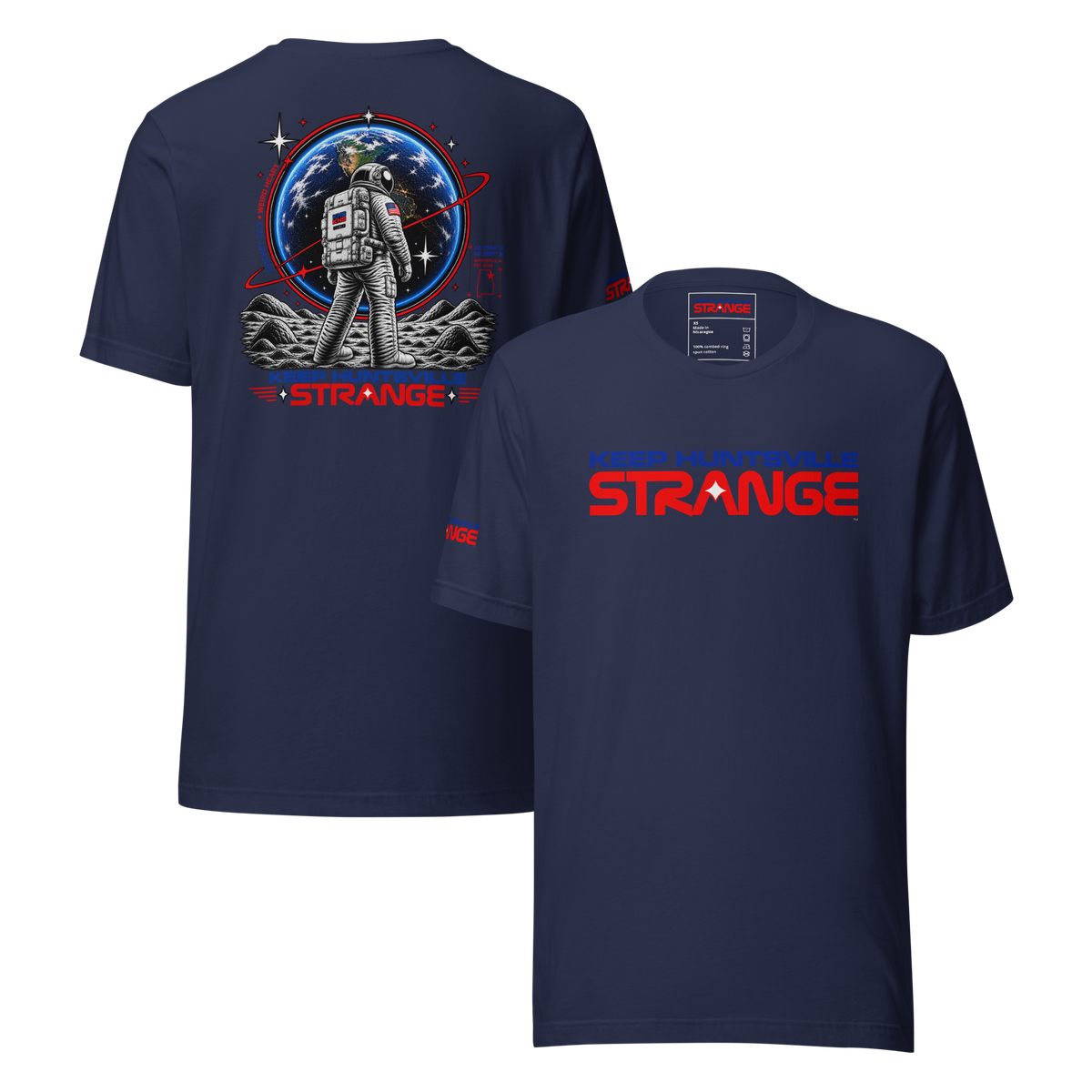 Navy Rocket City Astronaut Tee, front and back views