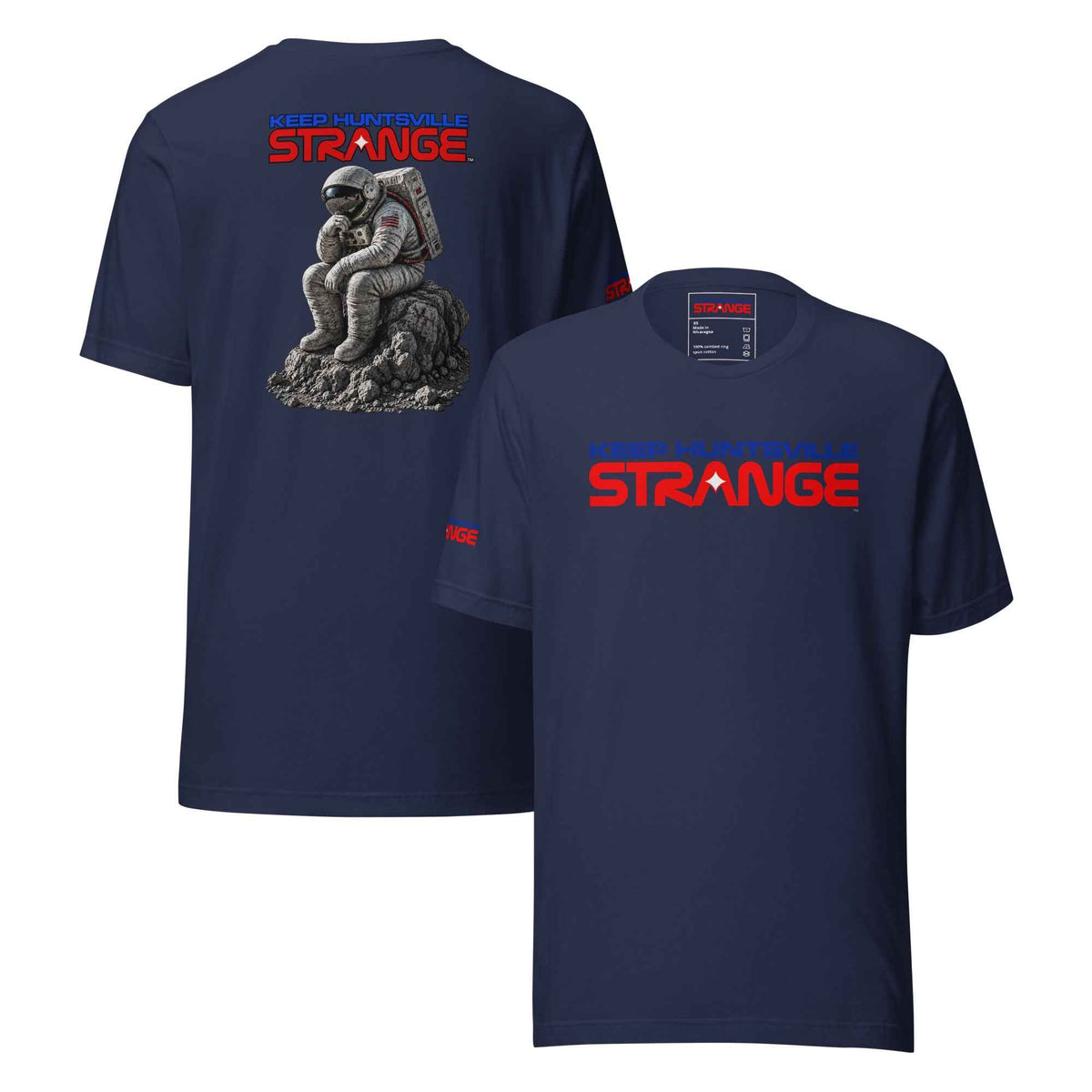 Navy The Thinker Tee, front and back views