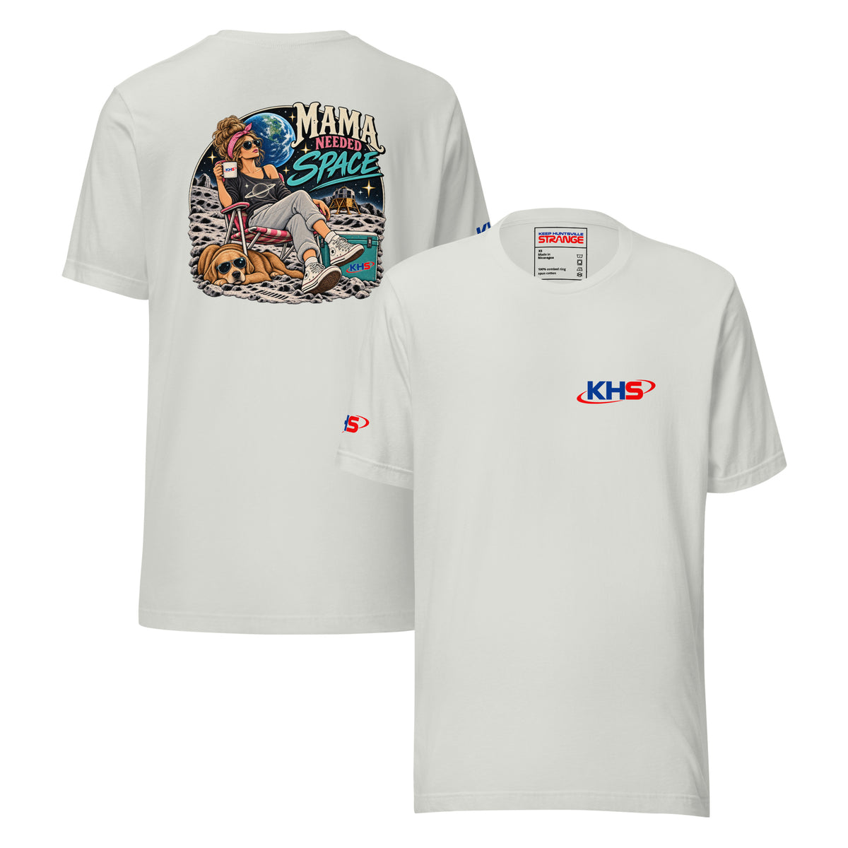 Silver Mama Needed Space Tee, front and back